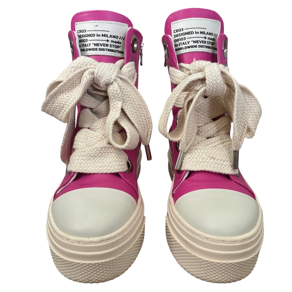 EUC Cristian Zerotre Calipso 300 Fuxia High Top Platform Sneakers Sz 39